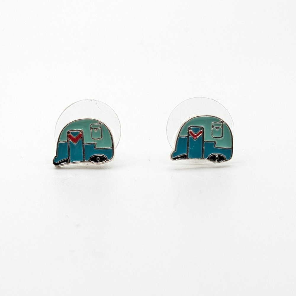 Blue Camper Stud Pierced Earrings - Unbranded